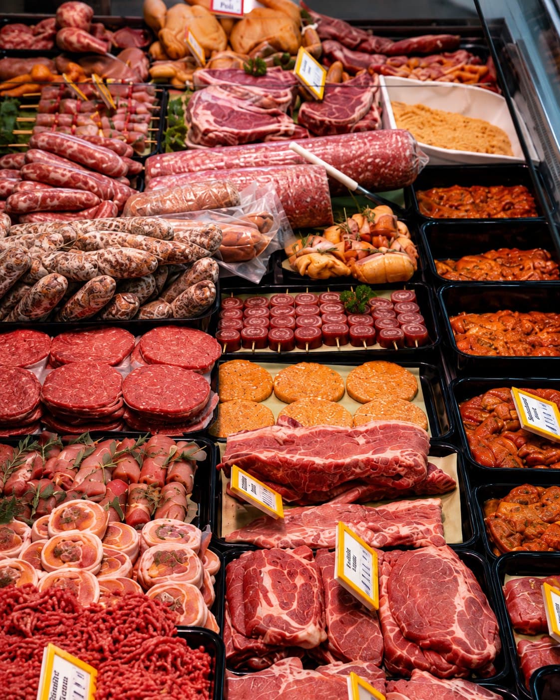 Banco della macelleria Agrinatura con carne e preparati